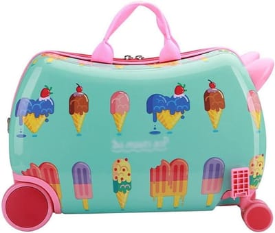 Kinderkoffer - Rijdkoffer Speelgoedkist - Reizen en Opslag - Zitbaar en Berijdbaar - 47x23.5x31cm - Multicolor