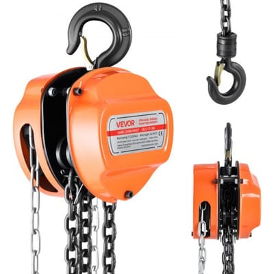 VEVOR 1T Handkettingtakel, 3 M Hefhoogte, Zware Kettingtakel met G80-Ketting, Handtakel, Kettingtakel voor Garages, Magazijnen, Automachines, Oranje