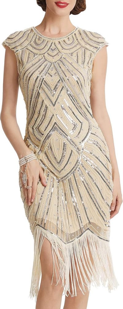 Flapper Jurk 1920s Kralen Great Gatsby Stijl