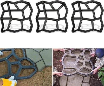 Betonvormen - Bekistingsvorm Gietvorm - Tuinpad Aanleggen - Herbruikbaar 9-kamer Systeem - 43 x 43 x 4 cm - Zwart