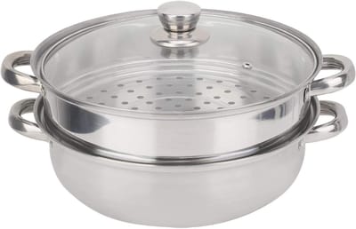 Roestvrijstalen Stoompan 27 cm - 2-laags Kook- en Stoomfunctie
