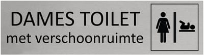 CombiCraft Aluminium deurbordje Dames toilet met baby verschoonruimte 165x45mm - per stuk