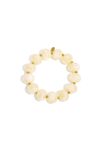 Elastieke kralenarmband met grote kralen - Gebroken Wit