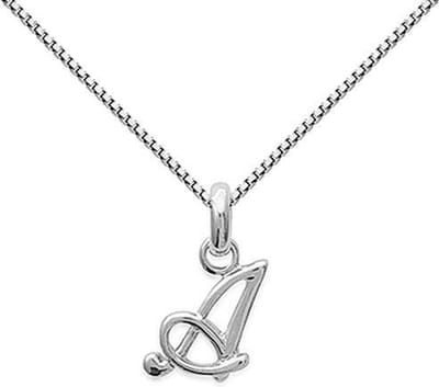Amanto Ketting Letter A - 925 Zilver Gerhod. - Alfabet - 8x15mm - 50cm
