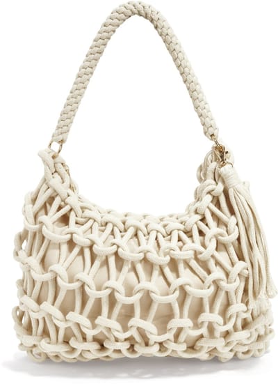Zomerse Strandtas met Gehaakte Textuur - Ruime Shopper voor Vakantie - Perfect als Zwembadtas of Modieuze Schoudertas - Wit