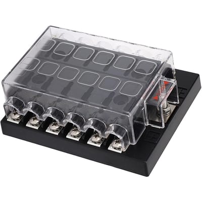 Bladszekeringkast ATC ATO Waterdicht Blok Paneelbord met Negatieve Bus voor Auto Camper Aanhangwagen Vrachtwagen Bestelwagen 12‑36VDC 12-weg gray