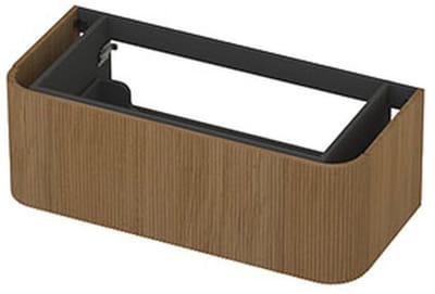 INK - Afgeronde Onderkast Fineer 1 Lade Softclose met Gefreesd Front Tbv Grepen - 1000x450x350 Mm - Light Veneer