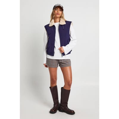 boohoo Dames Faux Fur Gevoerde Gilet | Navy | Maat: 8