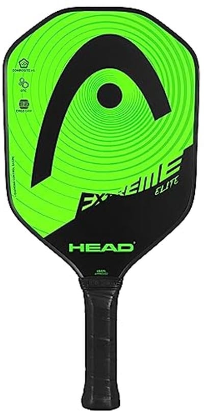 HEAD Extreme Elite Fiberglass Paddle with Honeycomb Polymer Core & Comfort Grip, Green/Black, One Size