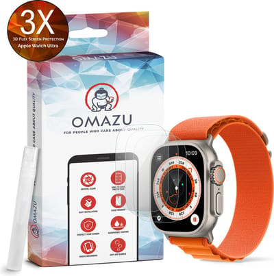 Apple Watch ULTRA OMAZU 3D Flex TPU Screenprotector, 3 Pack (100% Transparant en Edge to Edge protector)