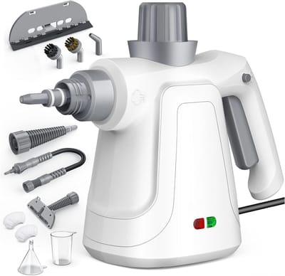 Stoomreiniger Handheld - Draagbare Reiniger - Krachtig Ontvetten - 100% Chemisch Vrij - 400 ml Tank - Wit Goud