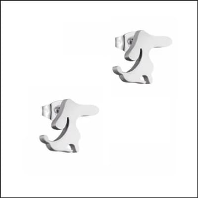 Aramat Jewels | Oorbellen | RVS Dieren Oorbellen Diverse Motieven - Dierenliefhebber Oorstekers | Hondje/Zilverkleur-9mm | |8mm | Staal | Kinderen, Volwassenen | Verkleurd niet