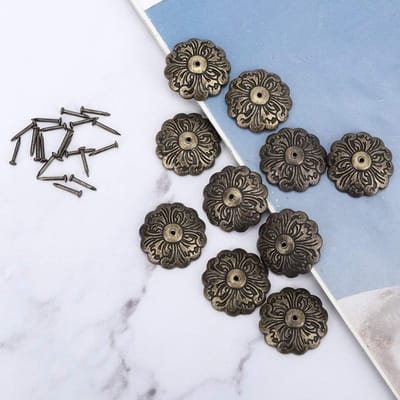 30Pcs Bloemvormige Beklede Spijkers - Grote Kop - Retro Ronde Spijker - Antieke Duimspijkers - Cyan Bronzen Duimspijkers - Kleur voor Nikkelafwerking