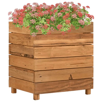 vidaXL - Plantenbak - verhoogd - 50x40x55 - cm - gerecycled - teakhout - en - staal