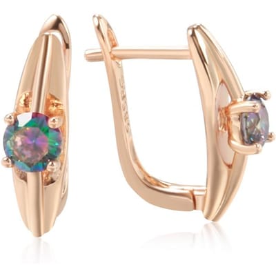 Eenvoudige Roségouden Kleur Bruiloft Drop Oorbellen Voor Vrouwen Trend Kleurrijk Natuurlijk Zirconia Accessoires Dagelijkse Fijne Sieraden beige