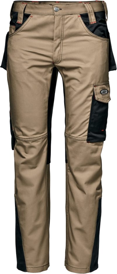 SIR SAFETY FUSION Werkbroek HEREN Zwart Beige– 100% Katoen – Met Kniezak, Hamerlus, D-Ring & Multifunctionele Zakken