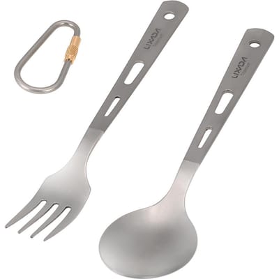 Titanium Servies Camping Vork Lepel Cutter Eetstokjes Ultralichte Outdoor Bestekset voor Picknick Reizen Backpacken Wandelen Keuken fork & spoon gray