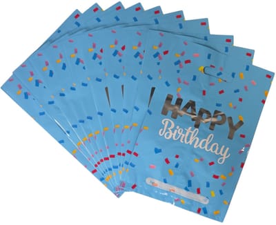 Fako Bijoux - Folie Uitdeelzakjes Happy Birthday Zilver - 10 stuks - Traktatie Zakjes Voor Uitdeelcadeautjes - Uitdeelzakjes Kinderfeestje - Verjaardag - Lichtblauw