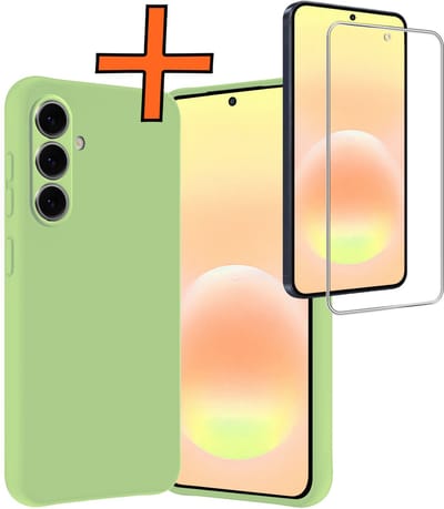 Hoes - Met Screenprotector - Geschikt voor Samsung Galaxy A57 - Sterk & Shockproof - Back Cover - Siliconen Case - Telefoon Hoes - Groen