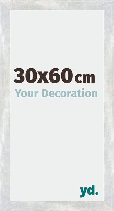 Your Decoration - Fotolijst 30x60 cm - MDF - Zilver Glanzend Vintage - Mura