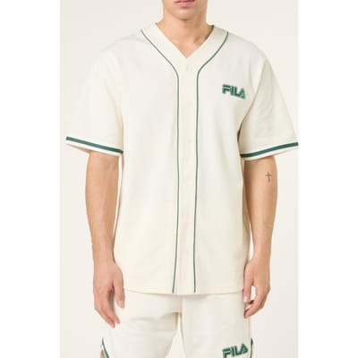 FILA Statuto Loose Pique Baseball Shirt Egret Maat: M | Casual Overhemden Outlet | Heren | Wit