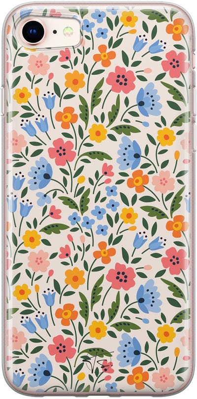 Hoesje geschikt voor iPhone 8 - Romantische bloemen - Soft Case - TPU - Bloemen - Multi - Mooie Telefoonhoesjes