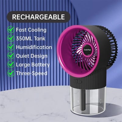 Draagbare airconditioner koelventilator USB oplaadbare elektrische ventilatoren Luchtkoeler spray luchtbevochtiger ventilator Luchtcirculatie ventilatoren Home rechargeable roze