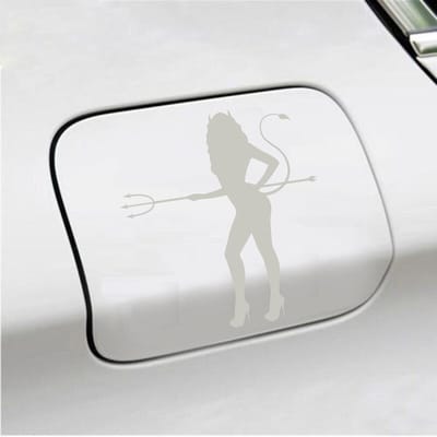 Bumpersticker - Vrouw Duivel - 14 X 13 - Zilver