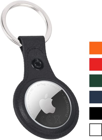 Hoesje Geschikt voor Apple AirTag 2 Sleutelhanger Houder Leder Look Hoes - Sleutel Hanger Case Hoesje Geschikt voor Apple AirTag 2e generatie Hoesje - Zwart