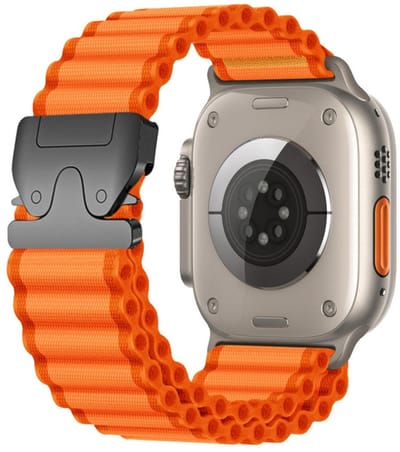 Nylon bandje - geschikt voor Apple Watch 1/2/3/4/5/6/7/8/9/SE (2) met maat 38 mm / 40 mm / 41 mm en Watch 10 (42 mm) - ocean stijl met parachute gesp - oranje