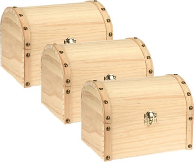 Hobby/knutselmateriaal Houten opbergkistje - 3x stuks - met ronde deksel - 20 x 15 x 15 cm