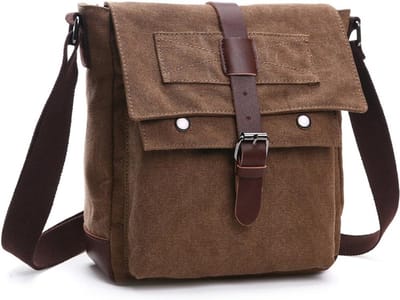 Heren schoudertas - Vintage militaire canvas laptoptas voor werk en school - 16 inch met meerdere vakken