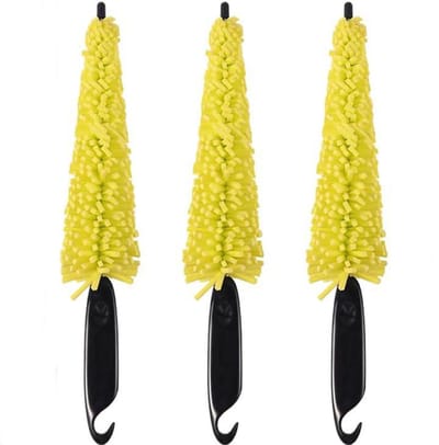 Schoonmaak Borstel - 3 stuks - Rims Brush Cleaner - Velgenreiniger - polypropyleen - Auto velgen borstel - Schadevrije autowasborstel - Autovelgenbostel - Autoreiniger microvezel - 20×5.5cm - Geel