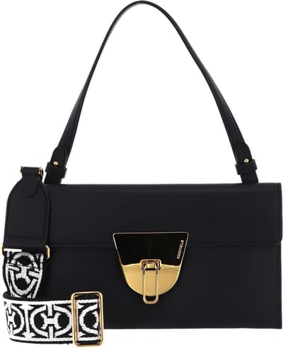 COCCINELLE Leren Handtas Schoudertas Coccinellenico Selleria Handbag Noir Zwart