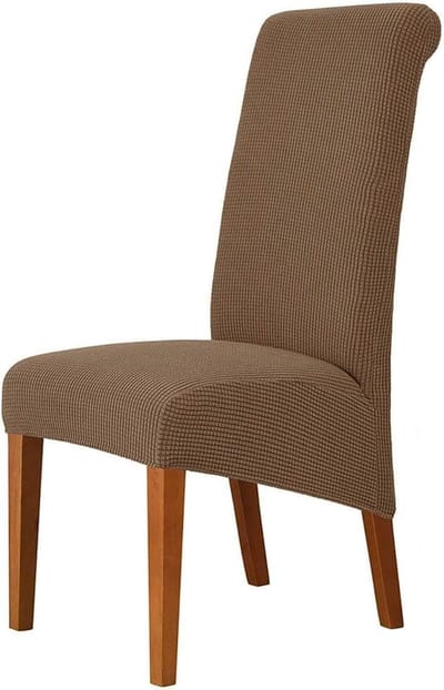 Verstelbare Stretch Stoelhoezen voor Grote Eetstoelen - Wasbare Bescherming voor Meubels (Koffie, 4 Stuks)