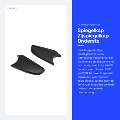 Dailygoods- Spiegelkap Zwart - Buitenspiegelkap - Onderste Houderbasis - Voor H MK5 2004-2013 - Geschikt voor SXi/Estate/Twintop/VXR - ABS Materiaal