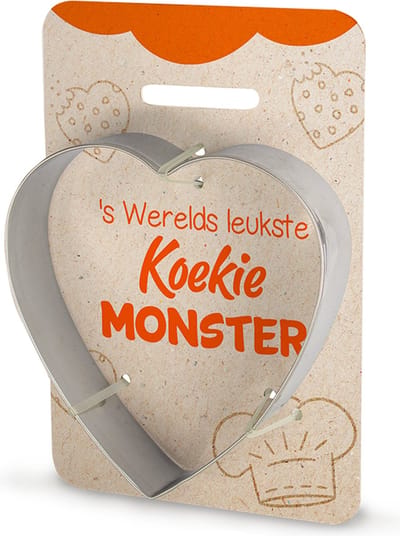 Koekvormpje, hart vorm, Koekie Monster, koekjesvorm, cadeau idee verjaardag, origineel cadeautje