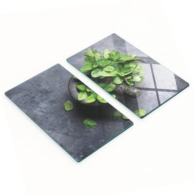 Stijlvolle en duurzame glazen borden met mintgroene opdruk en mortel, 2x30x52 cm