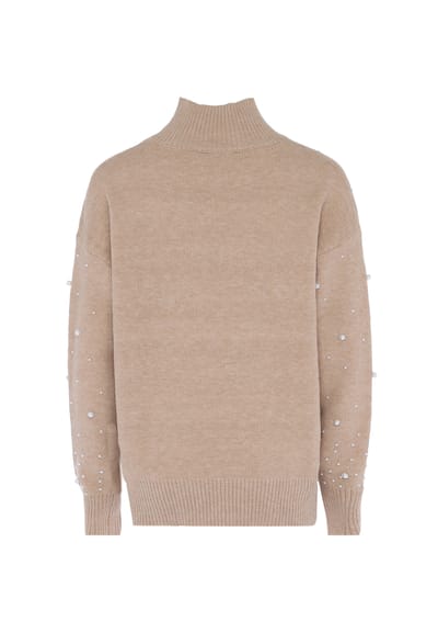 Faina trui met parels Dames beige