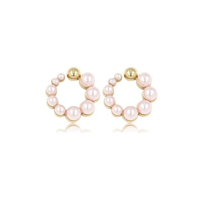 My Bendel - Goudkleurige Oorsteker met Roze Parelglans 13 Mm - met Luxe Cadeauverpakking | Sieraden Voor Dames