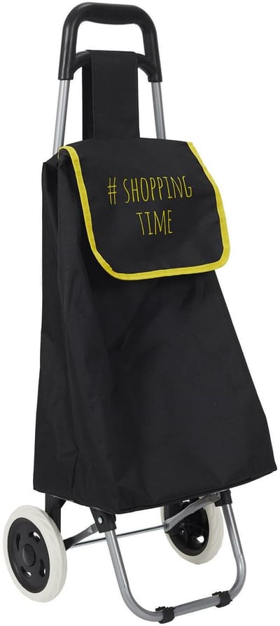 Benson Boodschappentrolley Wheeled - zwart/geel - 94 x 34 x 27 cm - 35 liter - met standaard