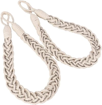 Gordijnkoorden Set - Gordijn Tiebacks - Gordijnen Decoreren - Handgebonden Stijl - 2 Stuks - Beige