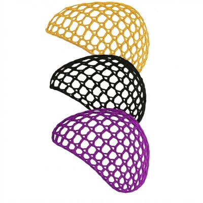 3 stuks gehaakte haarnetjes – elastische opengewerkte haarnetten in zwart, goud en paars