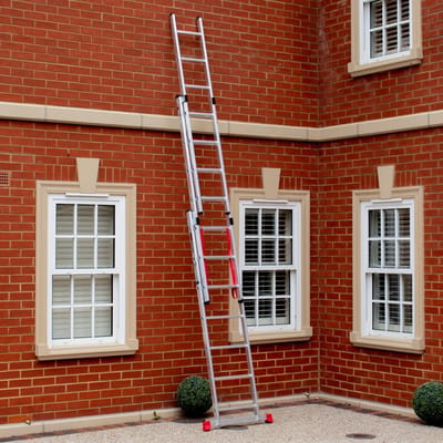 Home Master® 3-delige Opsteekladder – 3,16 m – 150 kg Draagvermogen – EN131-gecertificeerd – Antisliptreden – Auto-vergrendel Clips – Lichtgewicht Aluminium Ladder