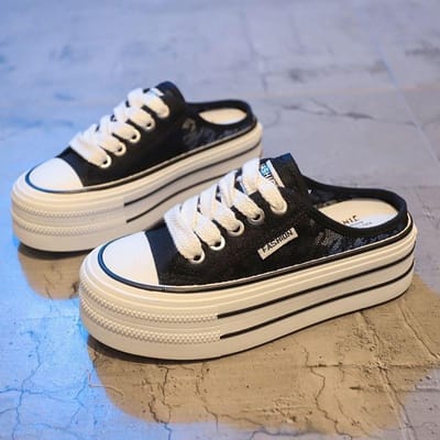 Slippers met gesloten teen Dames Zomerkleding Nieuwe Platform Mesh Schoenen Veelzijdige Ademende Mesh Halve Slippers 38 zwart