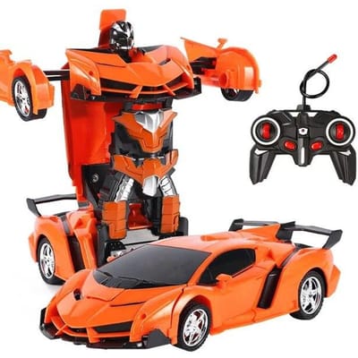Elektrische RC Auto 2 in 1 Transformatie Robots Sportvoertuig Model Robots Jongens Speelgoed Afstandsbediening Cool RC Vervorming Auto's Kinderen Speelgoed Geschenken oranje