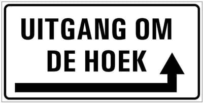 Uitgang om de hoek sticker rechts 300 x 150 mm