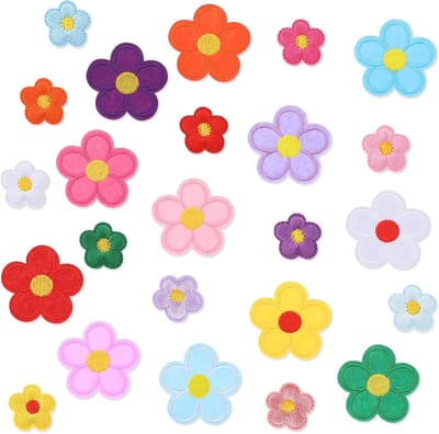 Opstrijkbare bloemenpatches 24 stuks - 2 maten geborduurd - decoratief - ideaal voor shirts en tassen - ShopVlot
