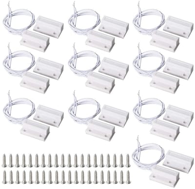 10 Stuks NC Normaal Gesloten Opbouw Magnetische Reed Switch voor Deur en Raambeveiliging - Witte Alarmsensoren voor Thuisveiligheid