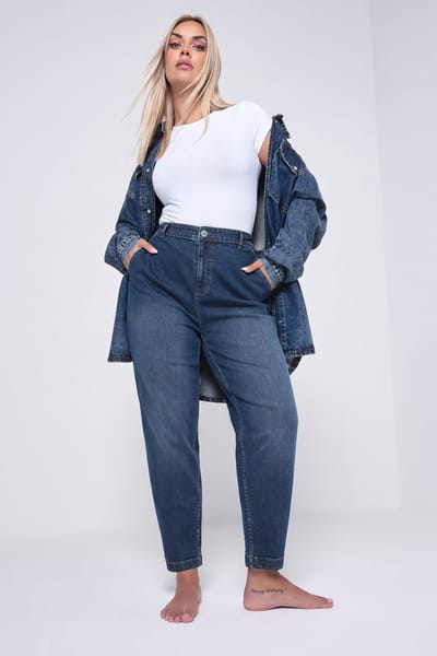 Yours Indigo Blue Stretch Denim Barrel Jeans Size 42